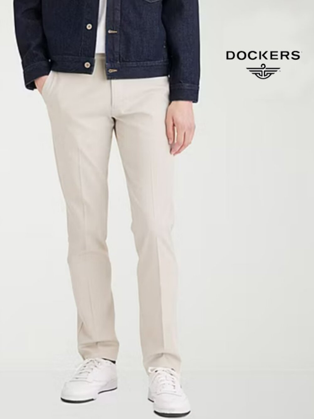 Men's Dockers Beige Slim Fit Tapered Leg Pants (33/32) Excellent Condition